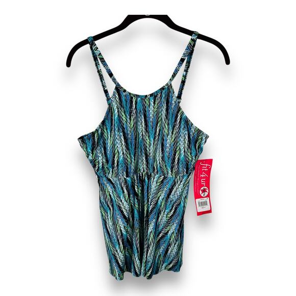 Fit 4 U Tankini Top Lexi High Neck Flared Resort Beachcore Blue 14 - Picture 3 of 6